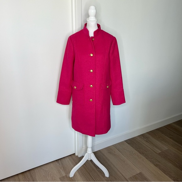 Talbots Military Coat Fuchsia Pink Size 2 NWT - Picture 2 of 14